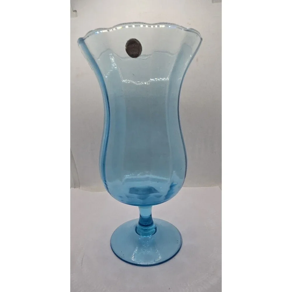 Murano Blue Stemmed Vase Decor Vintage Perfect
